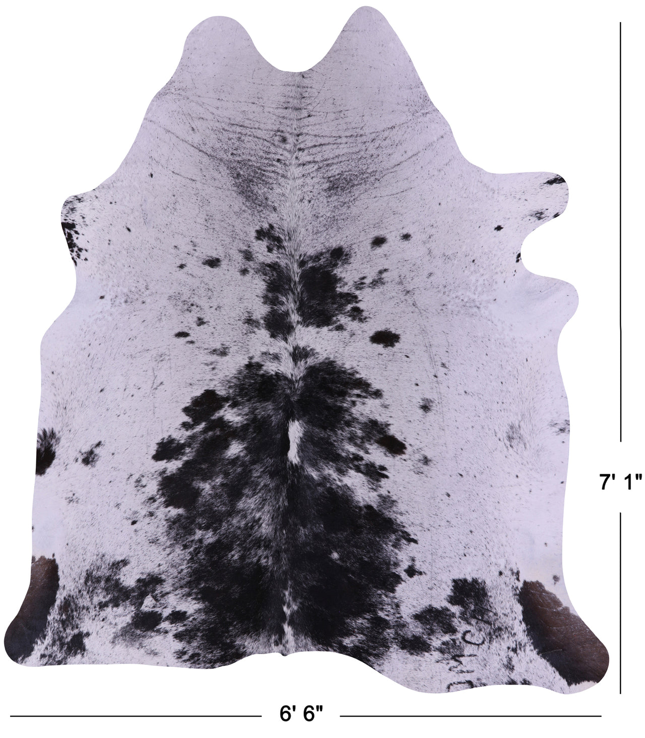 Black Salt & Pepper Natural Cowhide Rug - X-Large 7' 1"H x 6' 6"W