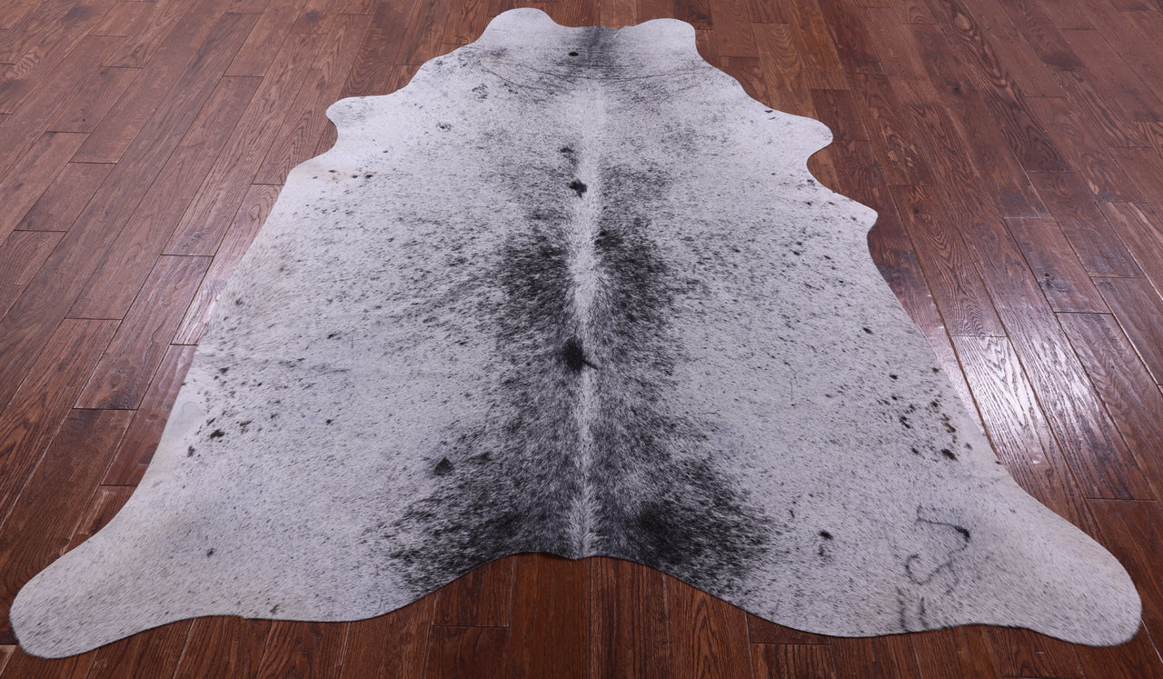 Black Salt & Pepper Natural Cowhide Rug - X-Large 7' 5"H x 6' 0"W