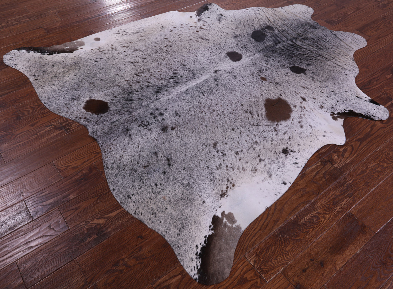 Brown Salt & Pepper Natural Cowhide Rug - X-Large 7' 3"H x 6' 7"W