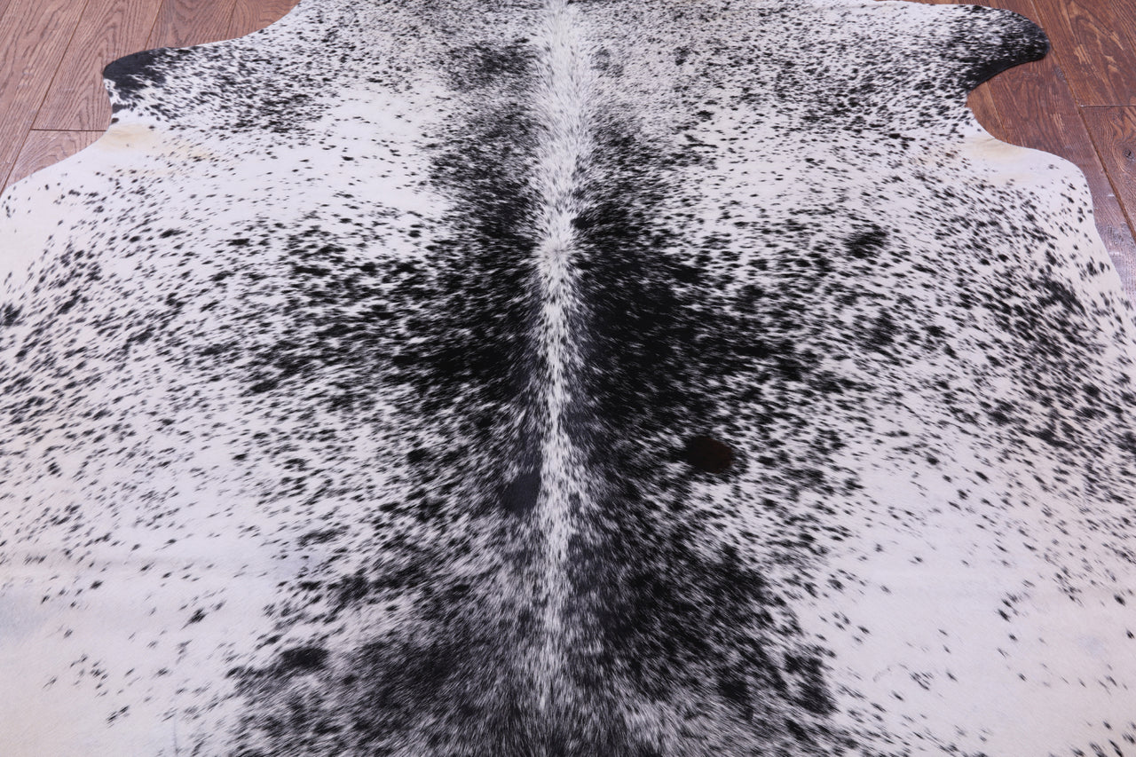 Black Salt & Pepper Natural Cowhide Rug - Large 6' 7"H x 6' 6"W