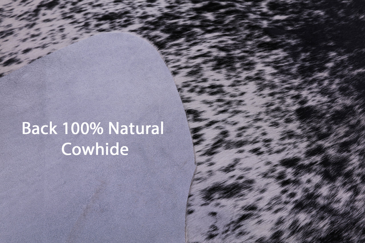 Black Salt & Pepper Natural Cowhide Rug - Large 6' 7"H x 6' 6"W
