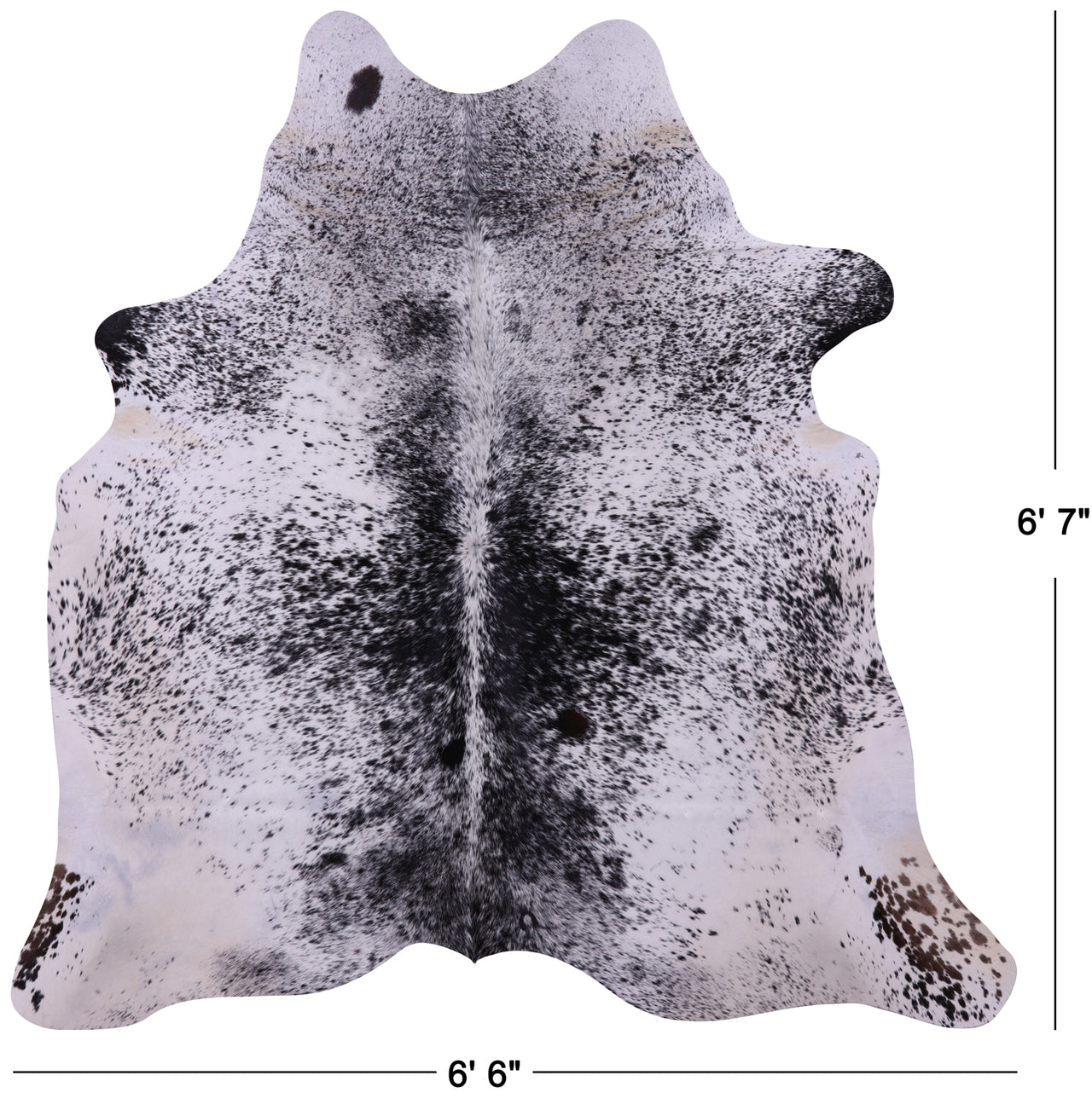 Black Salt & Pepper Natural Cowhide Rug - Large 6' 7"H x 6' 6"W
