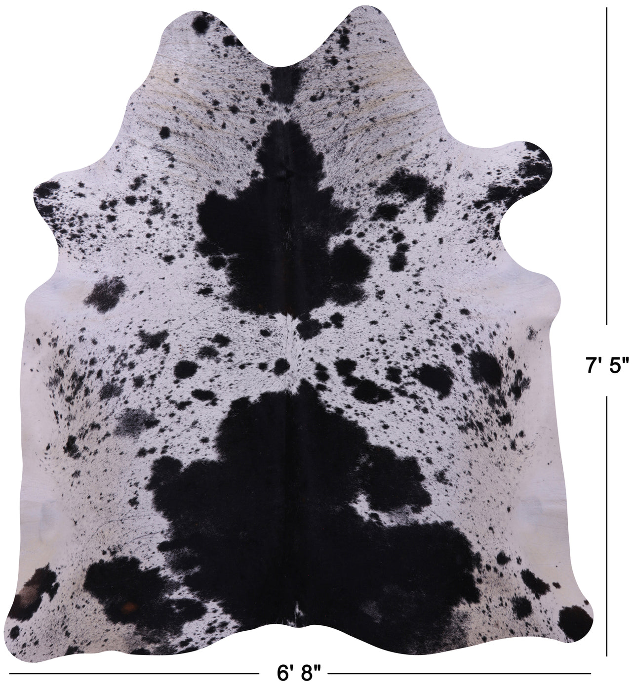 Black Salt & Pepper Natural Cowhide Rug - X-Large 7' 5"H x 6' 8"W