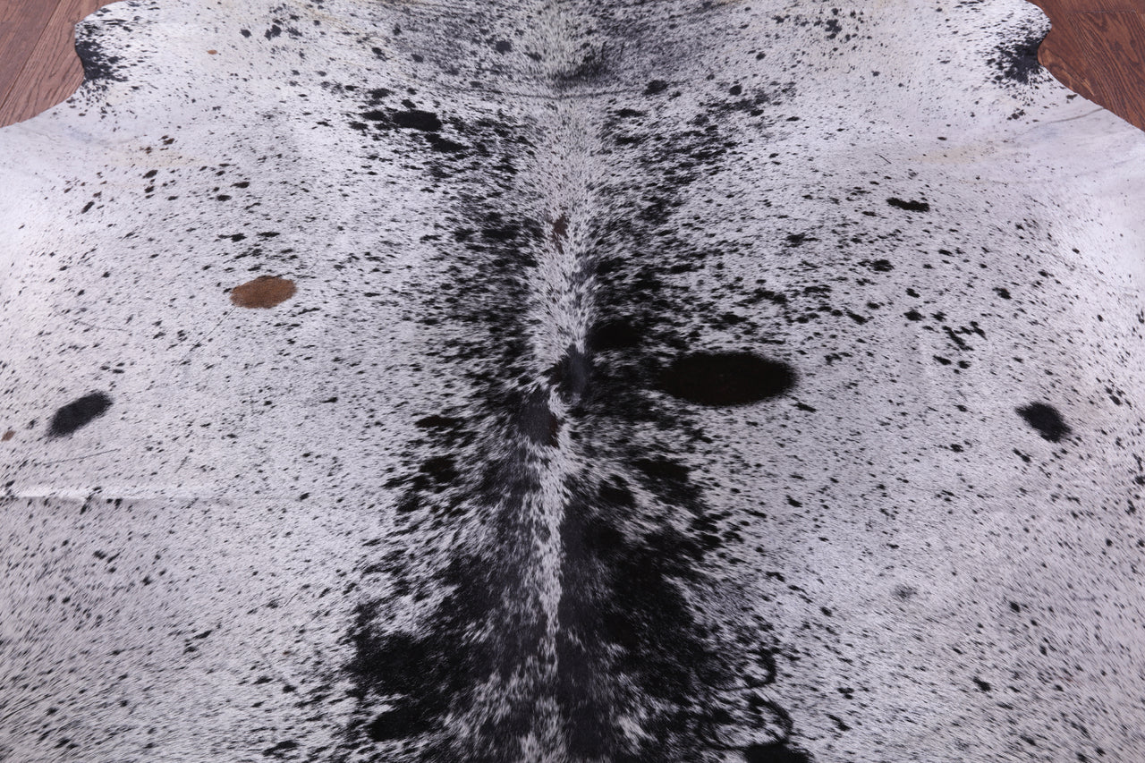Black Salt & Pepper Natural Cowhide Rug - X-Large 7' 4"H x 7' 2"W