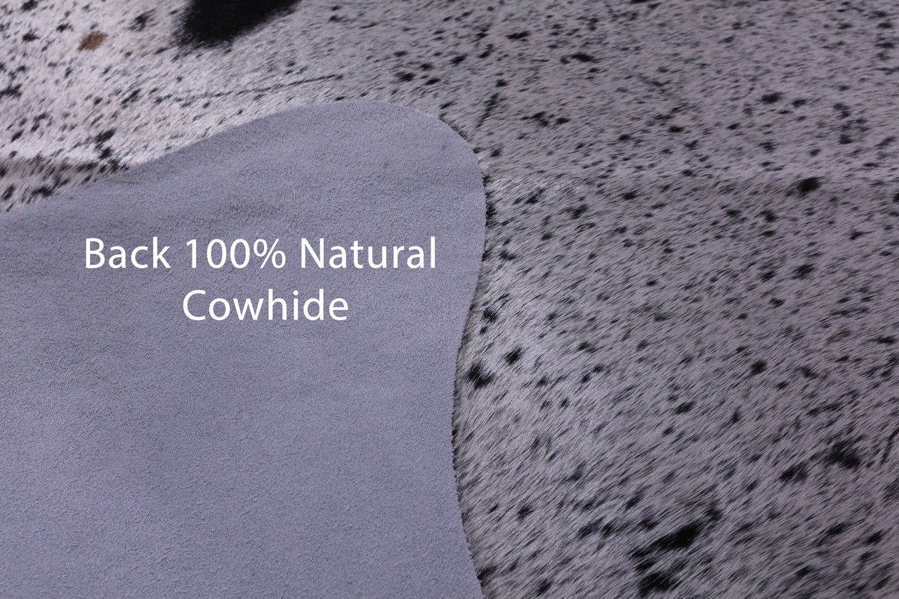 Black Salt & Pepper Natural Cowhide Rug - X-Large 7' 4"H x 7' 2"W