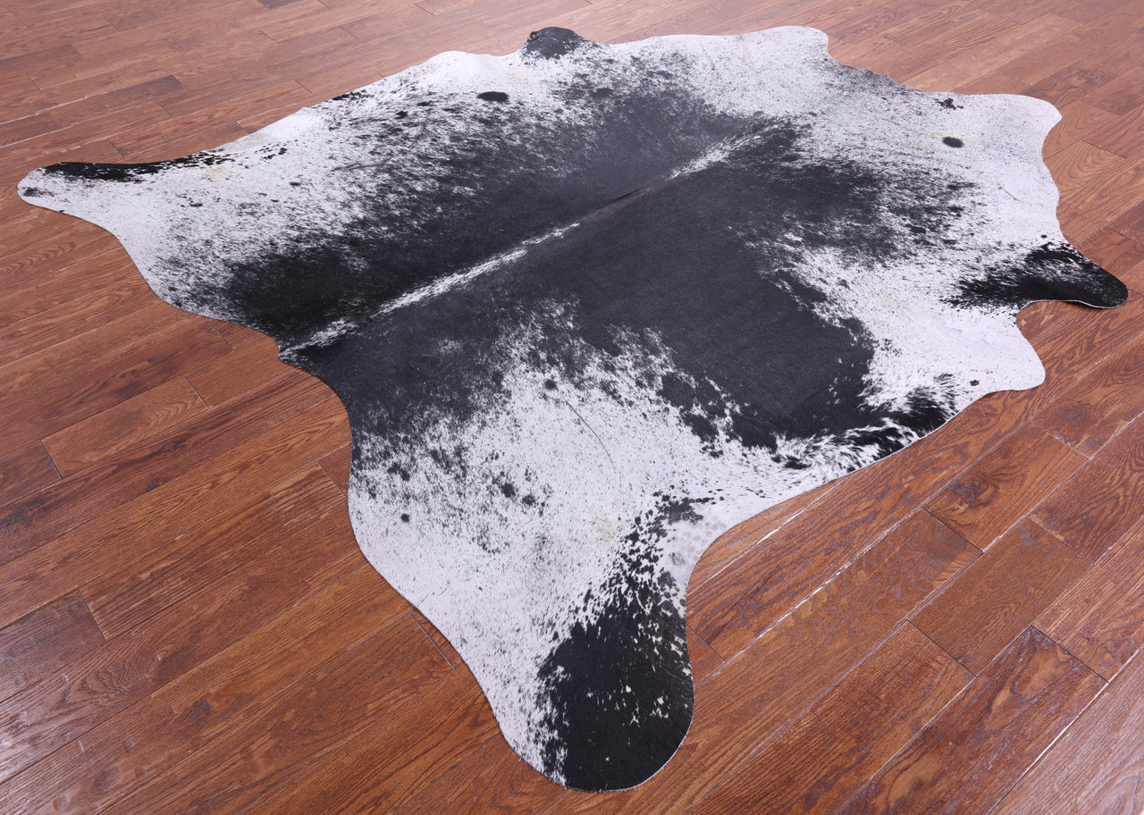Black Salt & Pepper Natural Cowhide Rug - XX-Large 7' 8"H x 7' 1"W