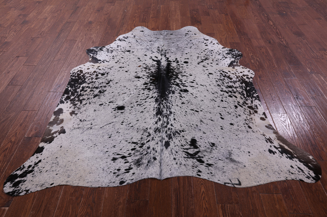Black Salt & Pepper Natural Cowhide Rug - Large 6' 10"H x 6' 4"W