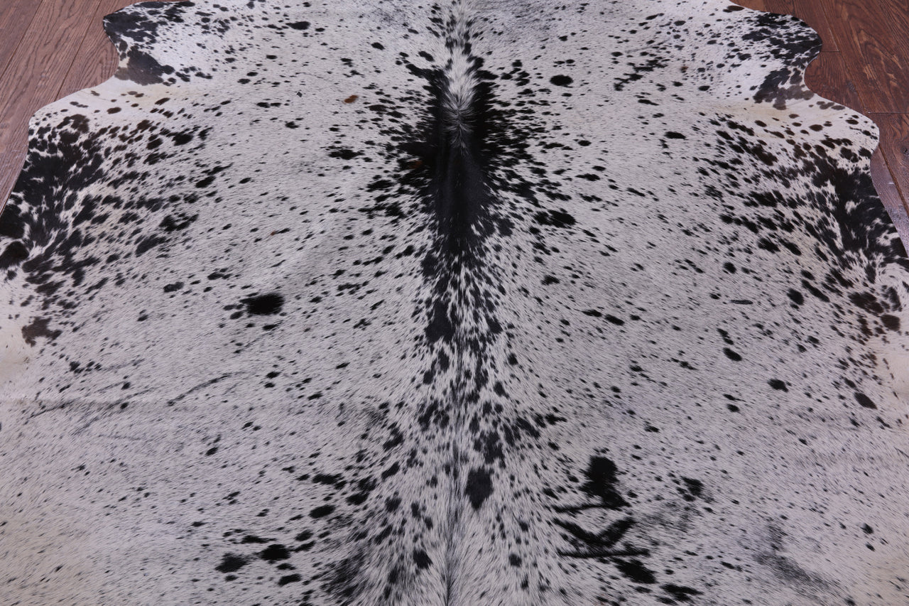 Black Salt & Pepper Natural Cowhide Rug - Large 6' 10"H x 6' 4"W