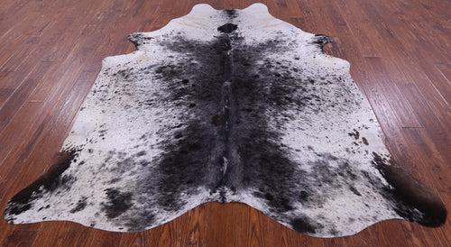 Black Salt & Pepper Natural Cowhide Rug - X-Large 7' 6