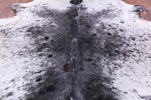 Black Salt & Pepper Natural Cowhide Rug - X-Large 7' 6