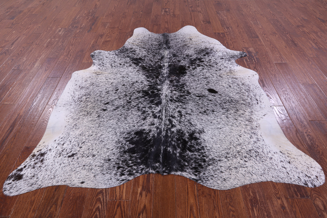 Black Salt & Pepper Natural Cowhide Rug - Large 6' 8"H x 6' 4"W