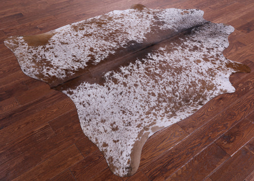 Brown Salt & Pepper Natural Cowhide Rug - Large 6' 9