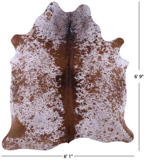 Brown Salt & Pepper Natural Cowhide Rug - Large 6' 9