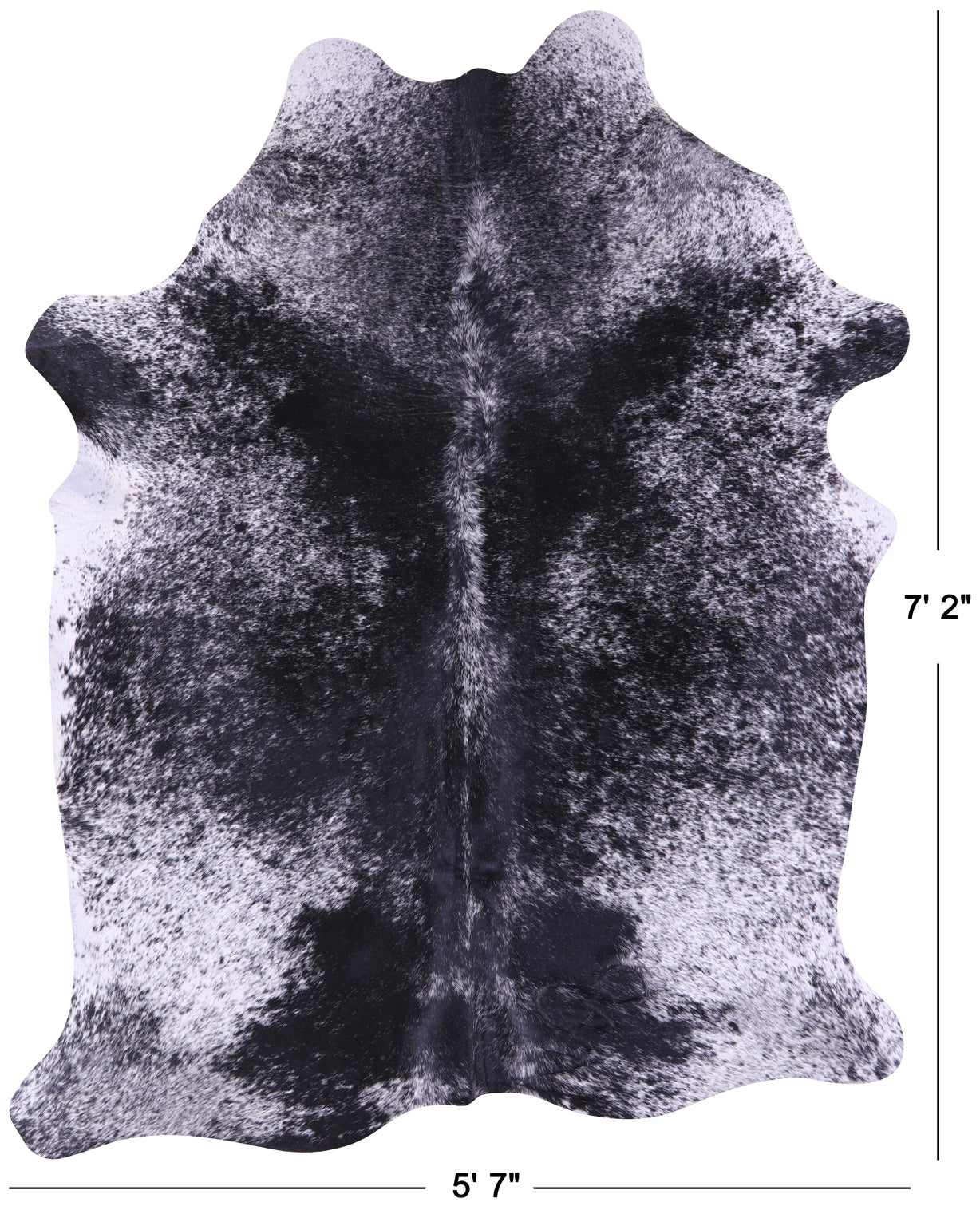 Black Salt & Pepper Natural Cowhide Rug - X-Large 7' 2"H x 5' 7"W