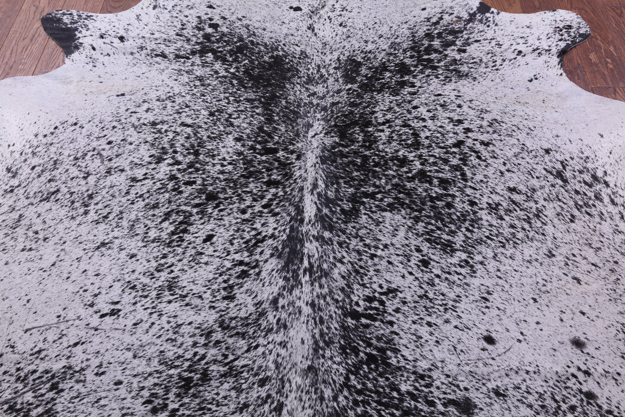 Black Salt & Pepper Natural Cowhide Rug - X-Large 7' 1"H x 6' 6"W