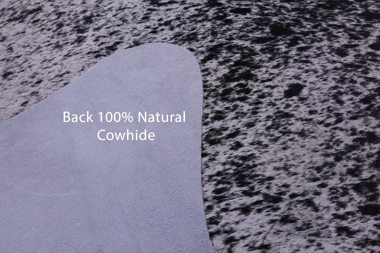 Black Salt & Pepper Natural Cowhide Rug - X-Large 7' 1"H x 6' 6"W