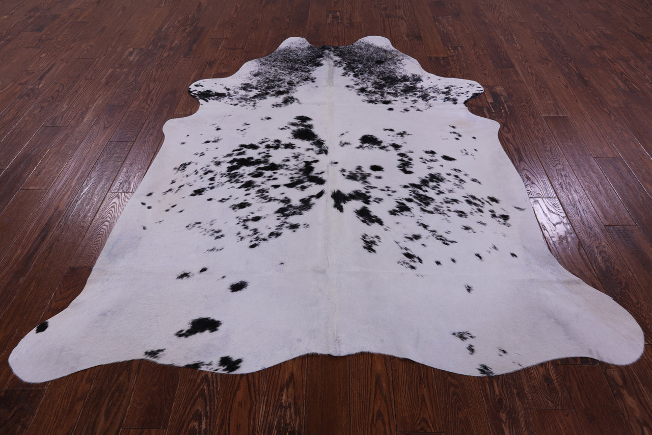 Black Salt & Pepper Natural Cowhide Rug - X-Large 7' 6"H x 6' 6"W