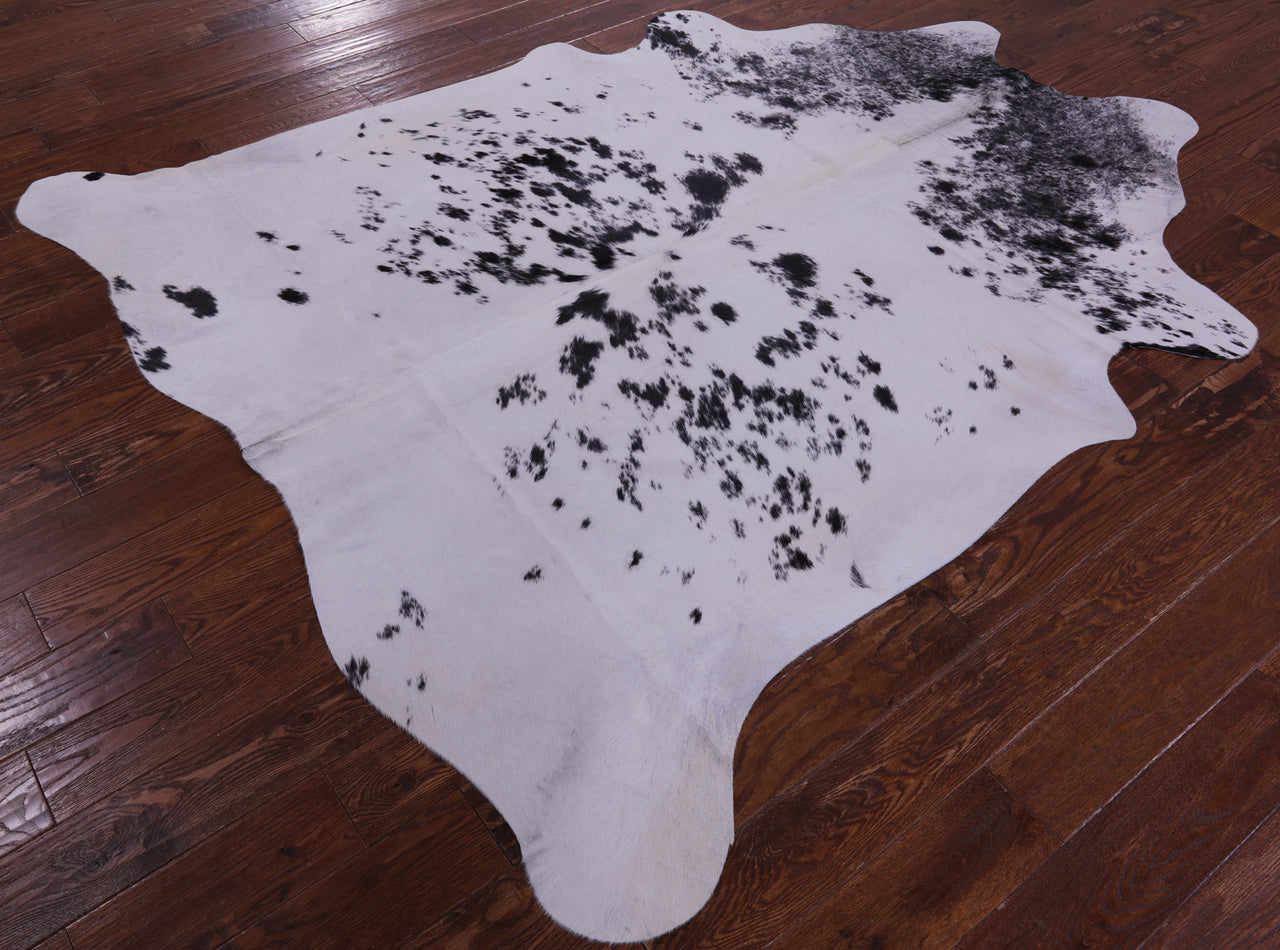 Black Salt & Pepper Natural Cowhide Rug - X-Large 7' 6"H x 6' 6"W