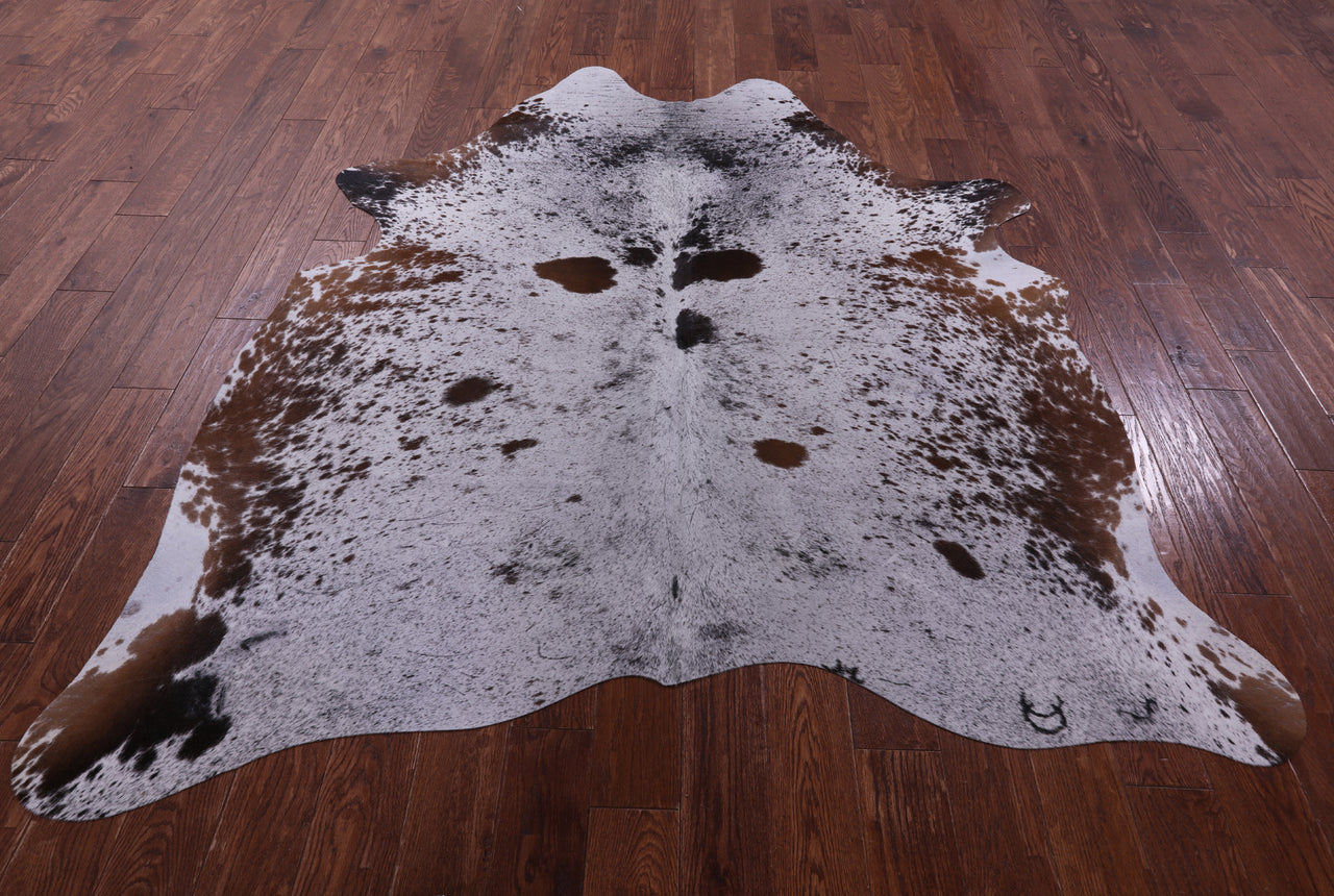 Brown Salt & Pepper Natural Cowhide Rug - X-Large 7' 2"H x 6' 3"W