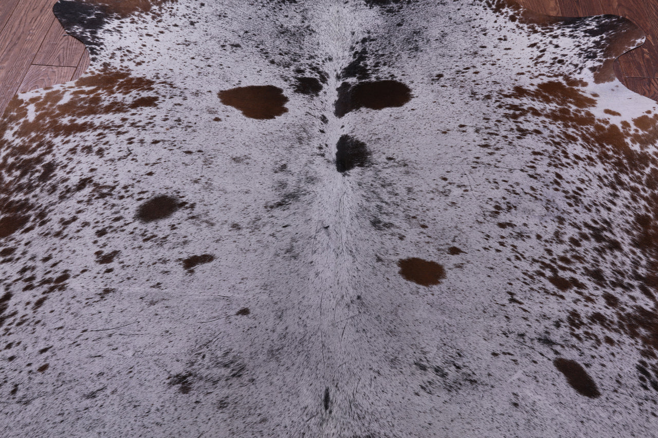 Brown Salt & Pepper Natural Cowhide Rug - X-Large 7' 2"H x 6' 3"W