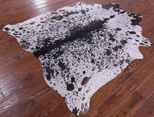 Brown Salt & Pepper Natural Cowhide Rug - Large 6' 9