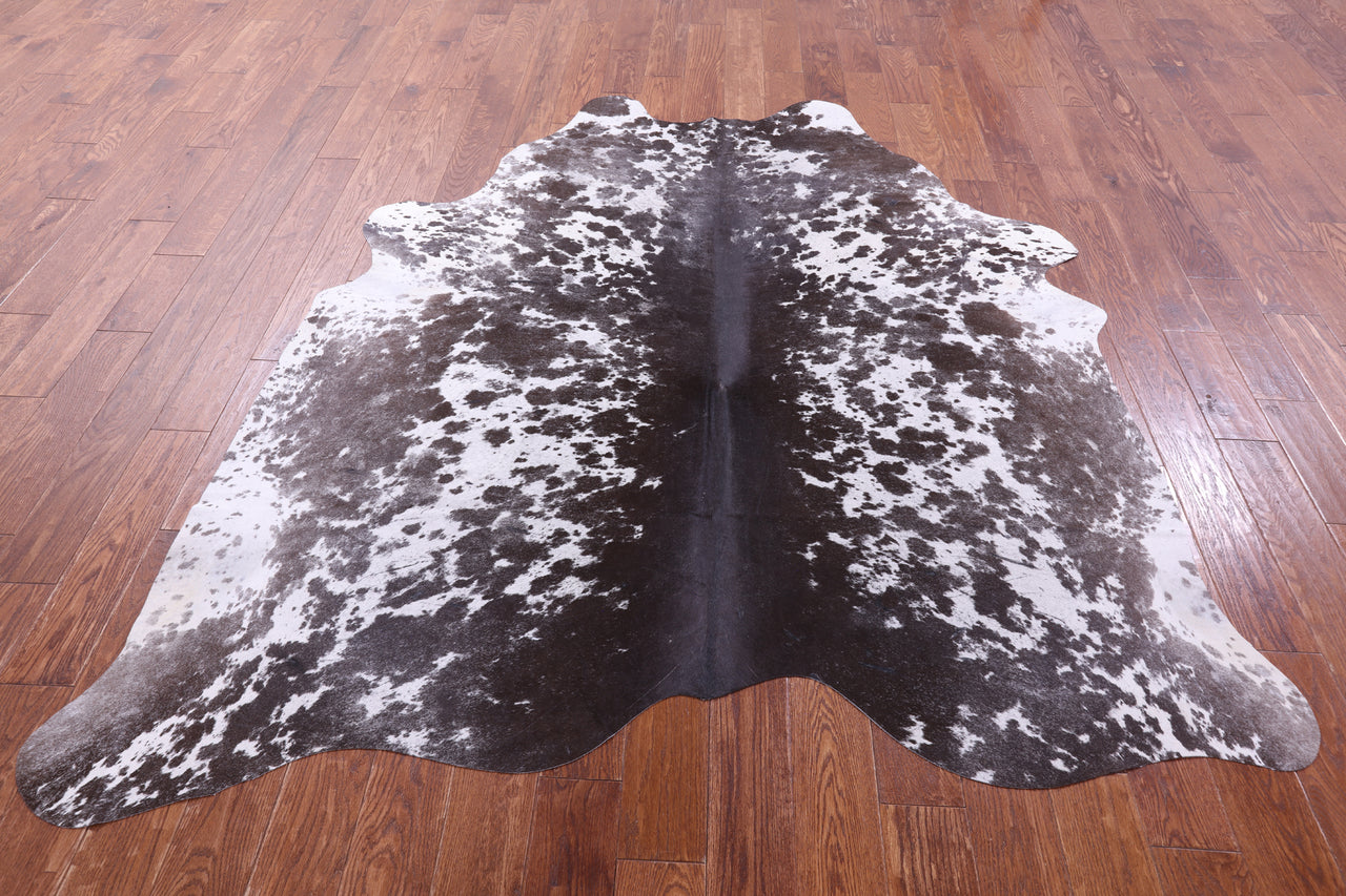 Brown Salt & Pepper Natural Cowhide Rug - X-Large 7' 4"H x 6' 6"W