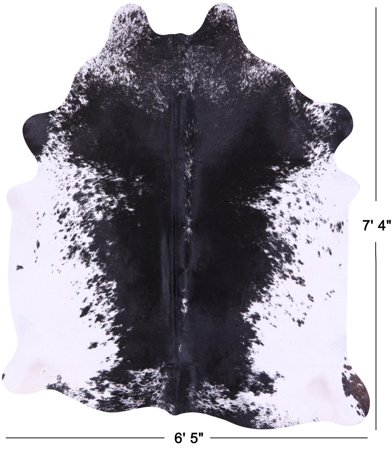 Black Salt & Pepper Natural Cowhide Rug - X-Large 7' 4"H x 6' 5"W
