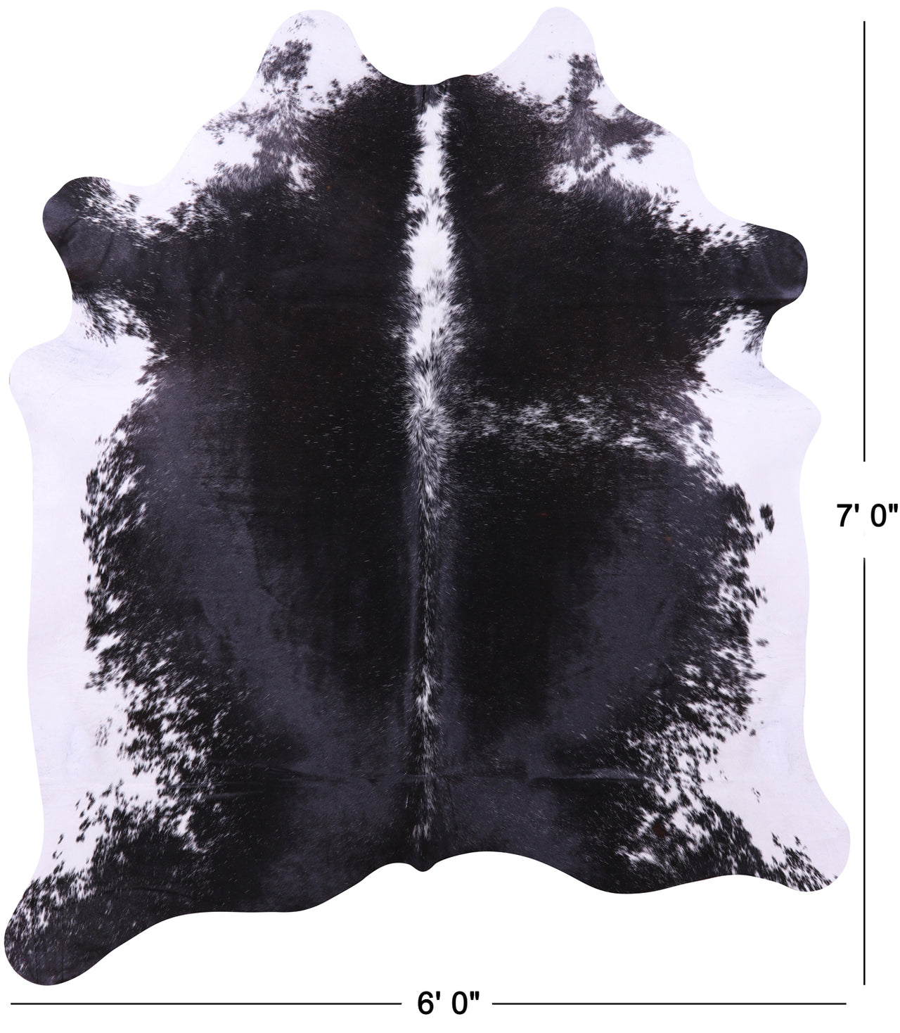 Black Salt & Pepper Natural Cowhide Rug - X-Large 7' 0"H x 6' 0"W