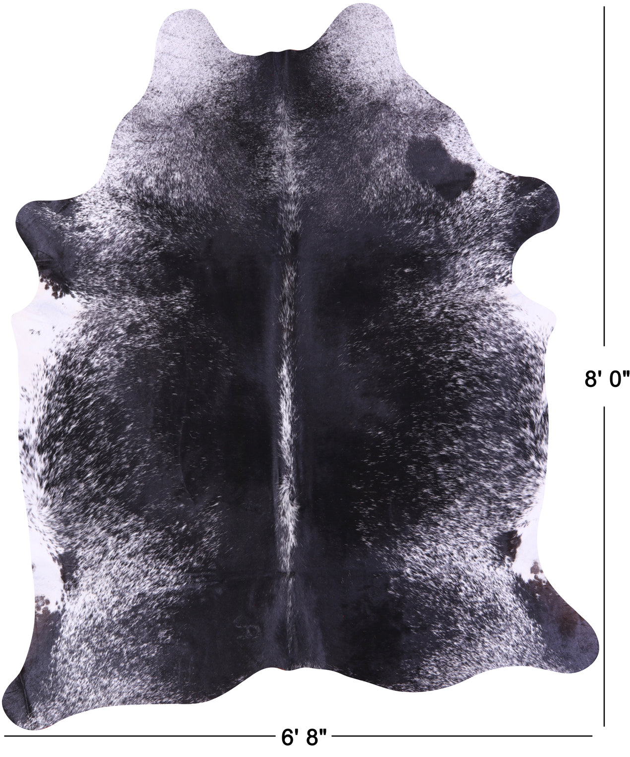 Black Salt & Pepper Natural Cowhide Rug - XX-Large 8' 0"H x 6' 8"W