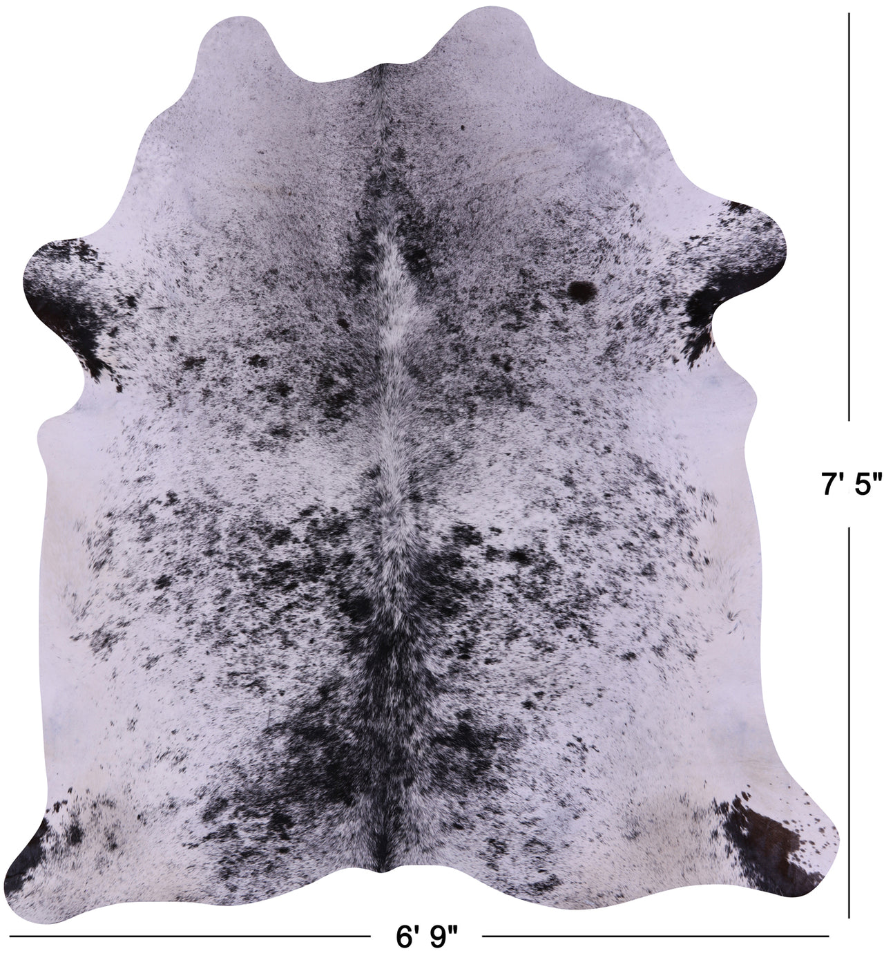 Black Salt & Pepper Natural Cowhide Rug - X-Large 7' 5"H x 6' 9"W