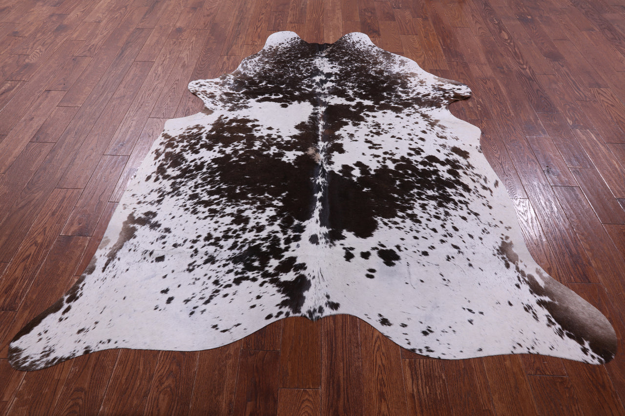 Brown Salt & Pepper Natural Cowhide Rug - X-Large 7' 4"H x 6' 5"W