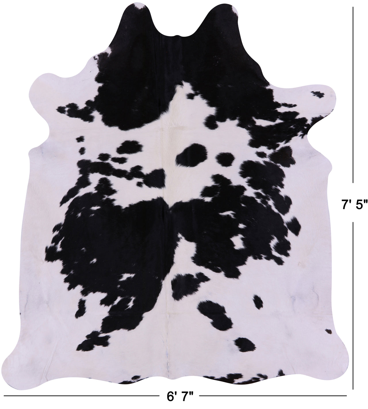 Black & White Natural Cowhide Rug - X-Large 7' 5"H x 6' 7"W