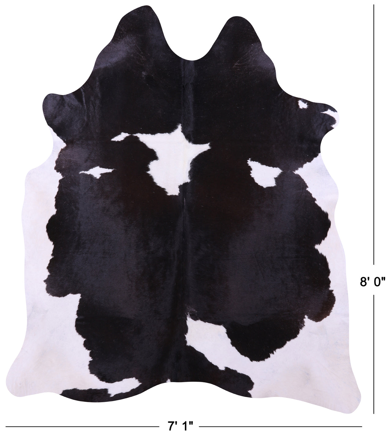 Black & White Natural Cowhide Rug - XX-Large 8' 0"H x 7' 1"W