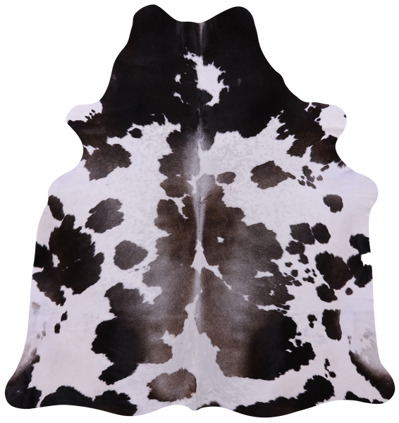 Brown & White Natural Cowhide Rug - X-Large 7' 7"H x 7' 1"W