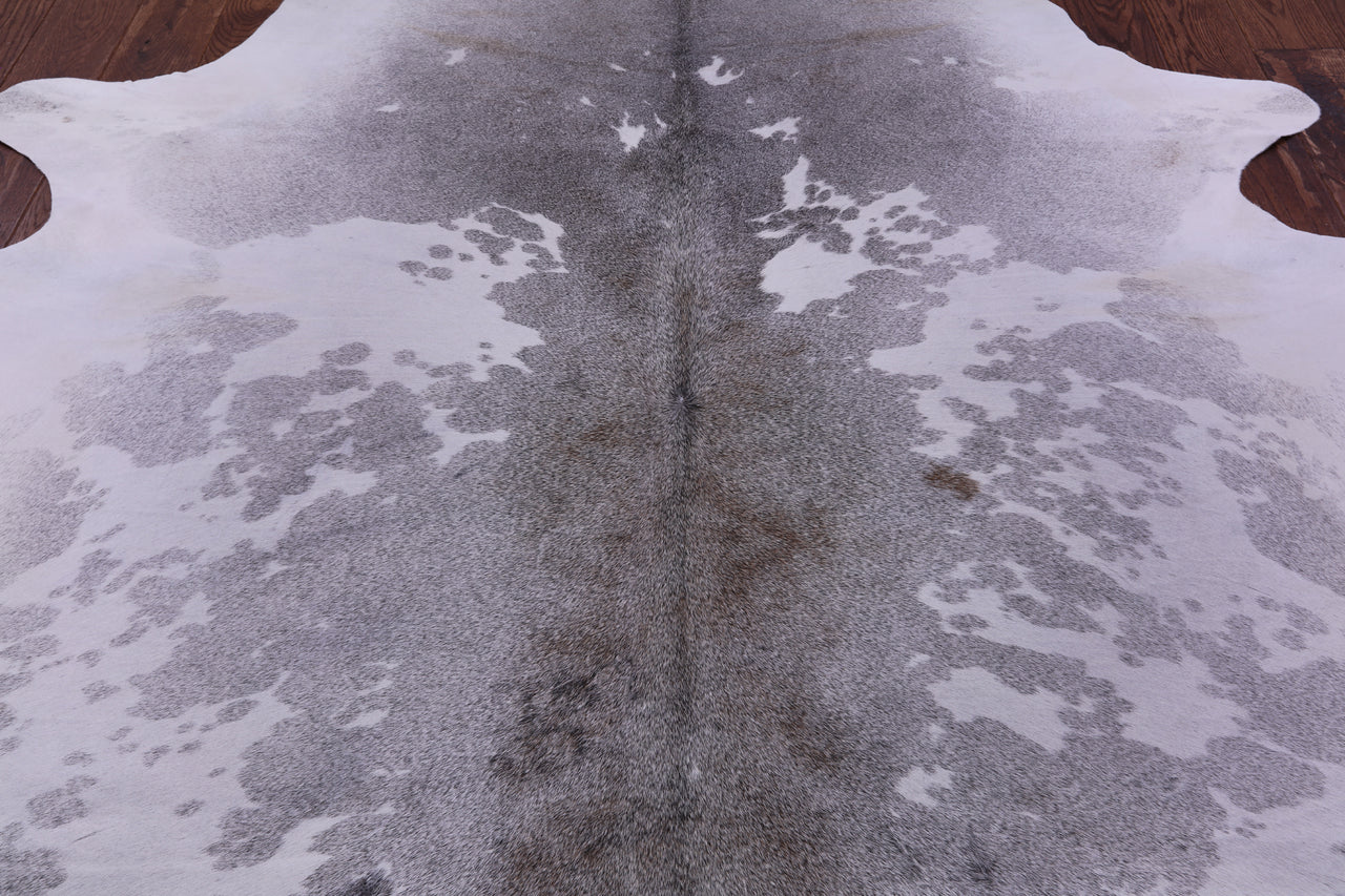 Grey & White Natural Cowhide Rug - XX-Large 7' 10"H x 7' 1"W