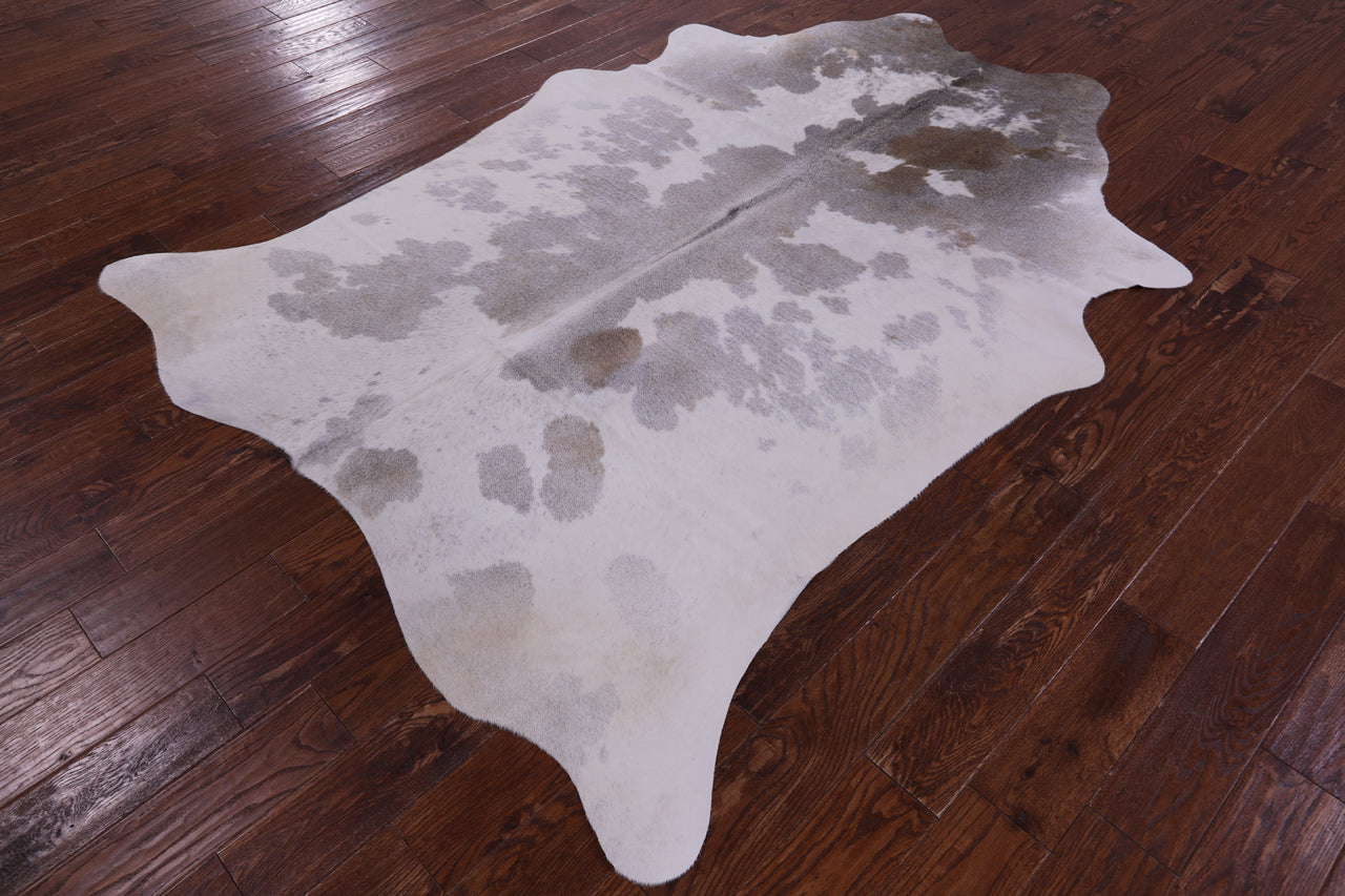 Grey & White Natural Cowhide Rug - XX-Large 8' 0"H x 5' 10"W