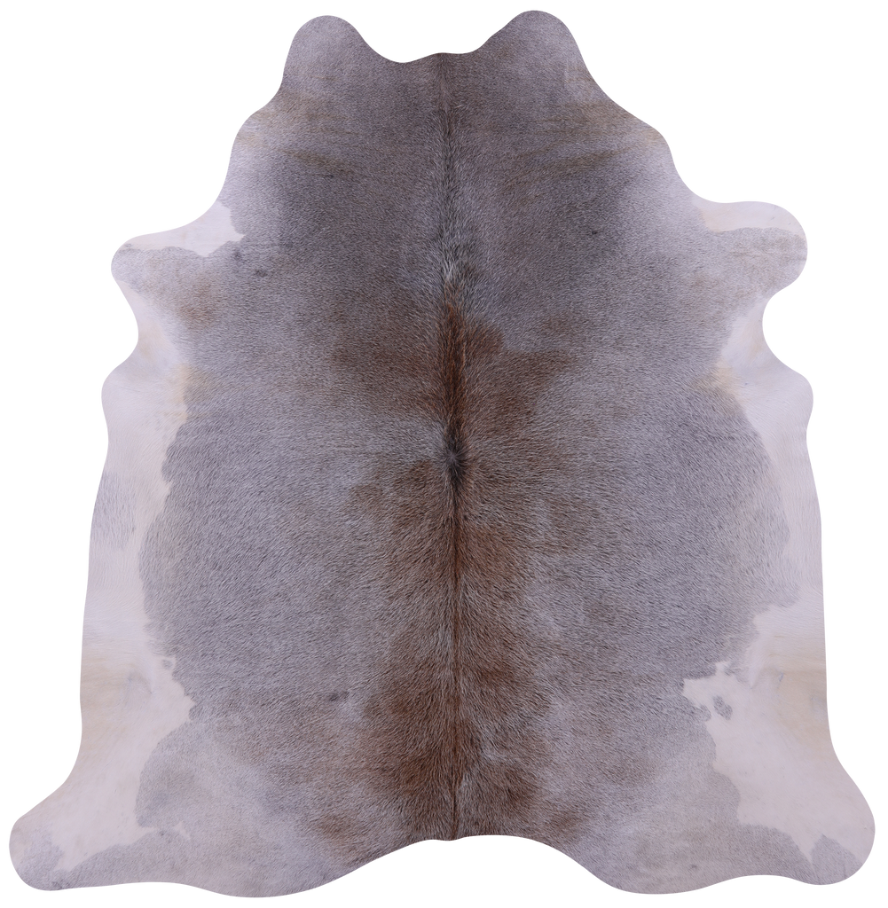 Grey & White Natural Cowhide Rug - X-Large 7' 0"H x 6' 8"W