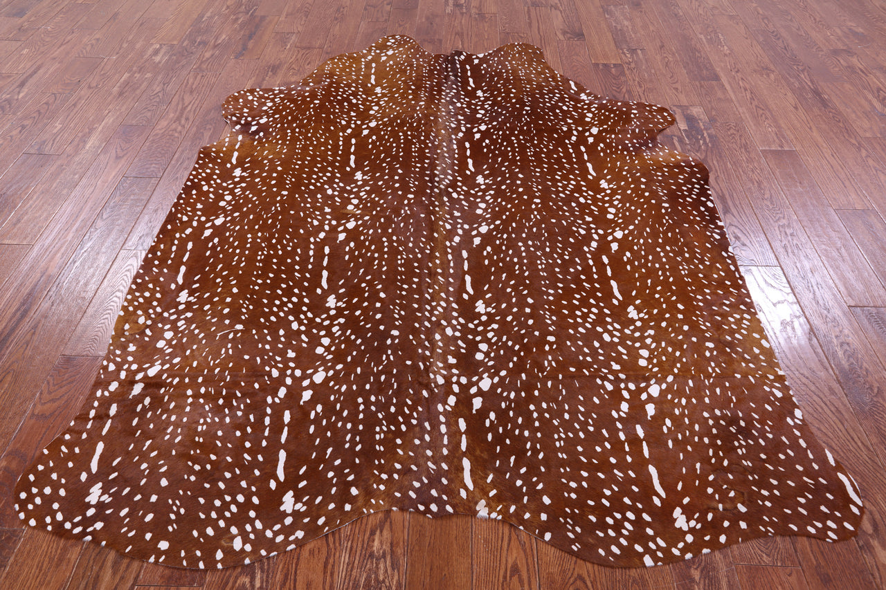 Gazelle Deer Animal Print Natural Cowhide Rug - X-Large 7' 6"H x 5' 9"W