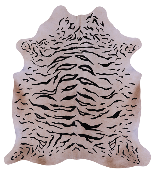 Tiger Animal Print Natural Cowhide Rug - X-Large 7' 0"H x 6' 5"W