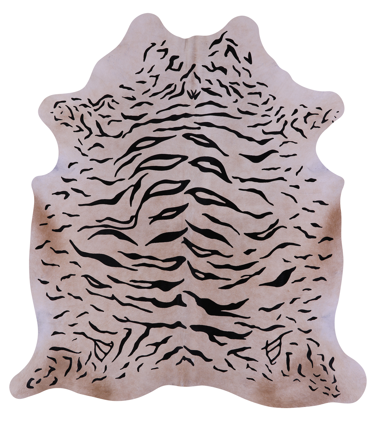 Tiger Animal Print Natural Cowhide Rug - X-Large 7' 0"H x 6' 5"W