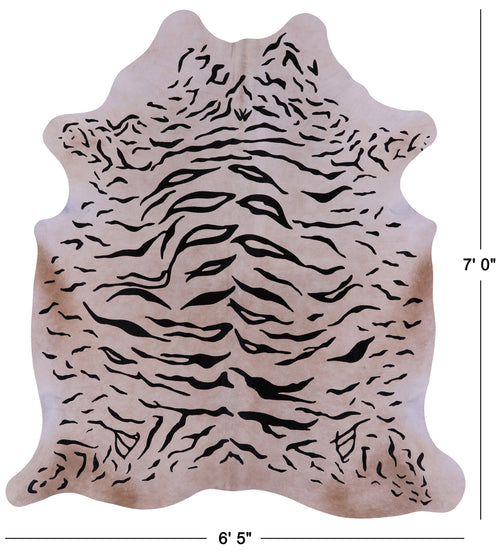 Tiger Animal Print Natural Cowhide Rug - X-Large 7' 0