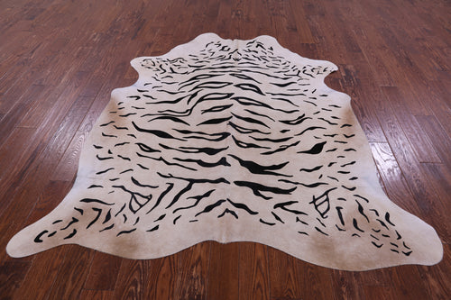 Tiger Animal Print Natural Cowhide Rug - X-Large 7' 0