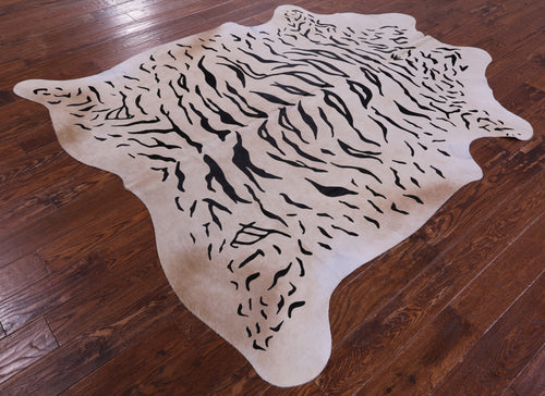 Tiger Animal Print Natural Cowhide Rug - X-Large 7' 0