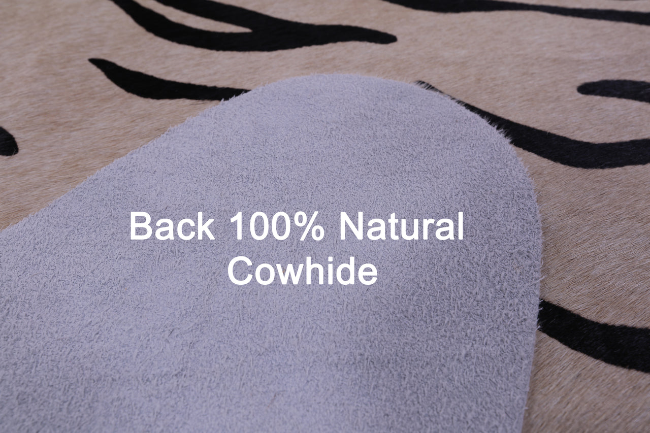 Tiger Animal Print Natural Cowhide Rug - X-Large 7' 0"H x 6' 5"W