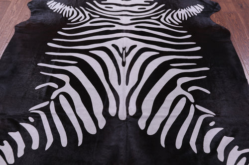 Zebra Animal Print Natural Cowhide Rug - X-Large 7' 0