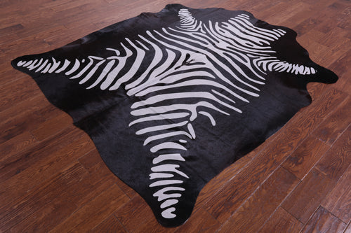 Zebra Animal Print Natural Cowhide Rug - X-Large 7' 0