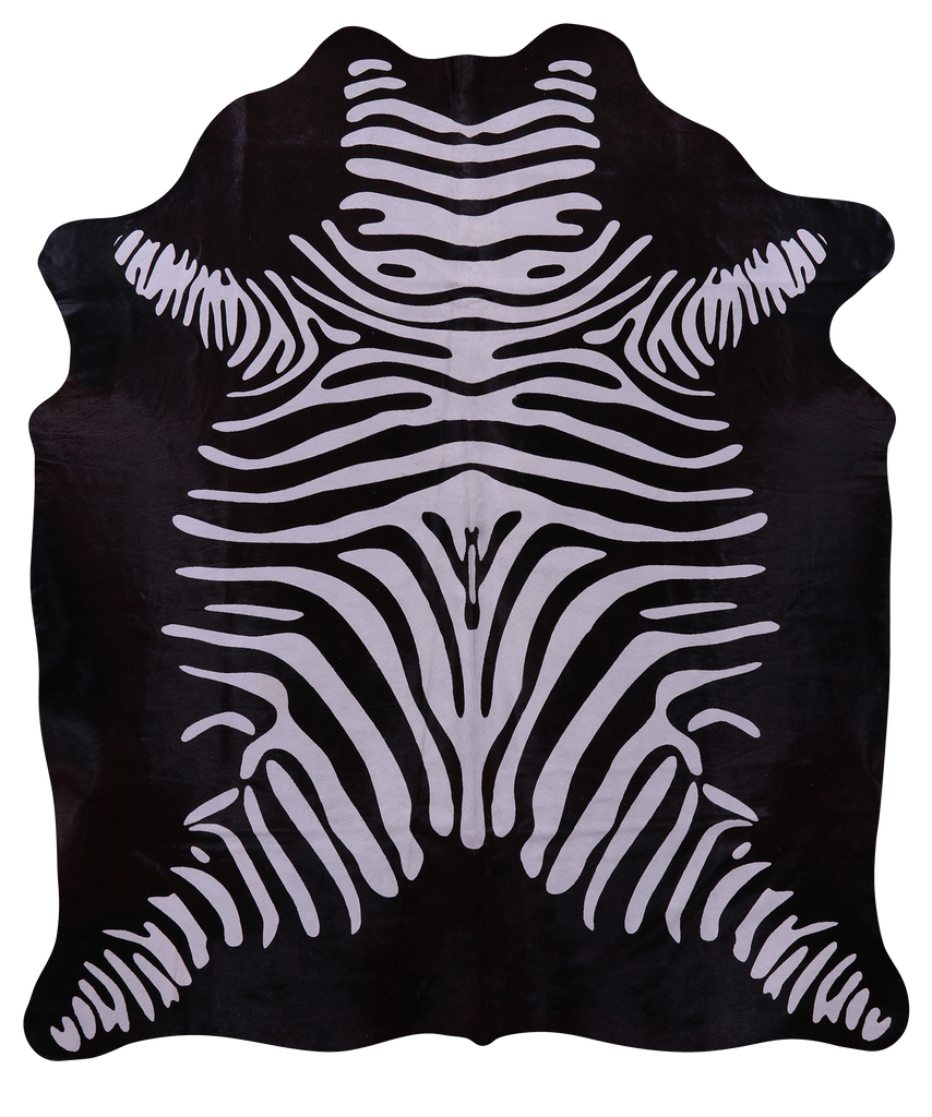 Zebra Animal Print Natural Cowhide Rug - X-Large 7' 0"H x 5' 10"W