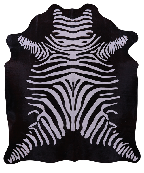 Zebra Animal Print Natural Cowhide Rug - X-Large 7' 0"H x 5' 10"W