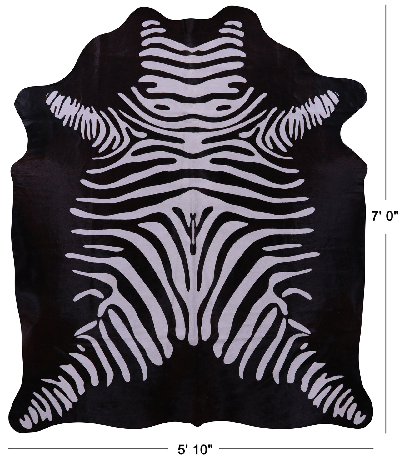 Zebra Animal Print Natural Cowhide Rug - X-Large 7' 0"H x 5' 10"W