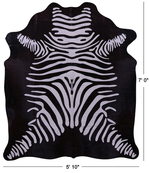 Zebra Animal Print Natural Cowhide Rug - X-Large 7' 0